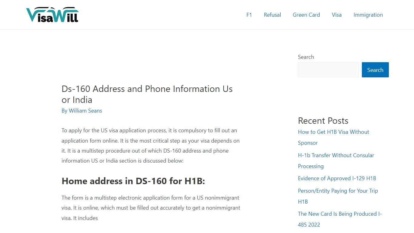 Ds-160 Address and Phone Information Us or India - VisaWill